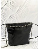 (LIKE NEW) MICROCHIP CHANEL 22 MINI BLACK CALFSKIN LEATHER TOTE SHOULDER CHAIN BAG 