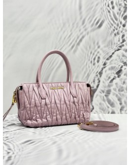 MIU MIU TOP HANDLE BAG WITH STRAP IN PINK LILAC SOFT NAPPA LEATHER WITH MATELASSE QUILTING