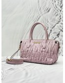 MIU MIU TOP HANDLE BAG WITH STRAP IN PINK LILAC SOFT NAPPA LEATHER WITH MATELASSE QUILTING