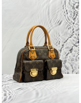 LOUIS VUITTON MANHATTAN PM TOP HANDLE BAG IN BROWN MONOGRAM CANVAS