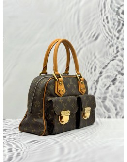 LOUIS VUITTON MANHATTAN PM TOP HANDLE BAG IN BROWN MONOGRAM CANVAS
