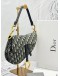 (LIKE NEW) 2018 CHRISTIAN DIOR SADDLE SHOULDER BAG IN BLUE DIOR OBLIQUE JACQUARD AND CALFSKIN LEATHER -FULL SET-