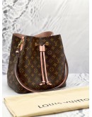 (LIKE NEW) LOUIS VUITTON NEONOE MM BAG IN BROWN MONOGRAM CANVAS & PINK COWHIDE LEATHER