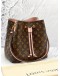 (LIKE NEW) LOUIS VUITTON NEONOE MM BAG IN BROWN MONOGRAM CANVAS & PINK COWHIDE LEATHER
