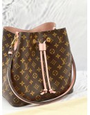 (LIKE NEW) LOUIS VUITTON NEONOE MM BAG IN BROWN MONOGRAM CANVAS & PINK COWHIDE LEATHER