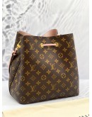 (LIKE NEW) LOUIS VUITTON NEONOE MM BAG IN BROWN MONOGRAM CANVAS & PINK COWHIDE LEATHER