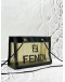 FENDI LOGO CROSSBODY BAG IN KHAKI TRANSPARENT MESH AND BLACK CALFSKIN LEATHER