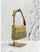 BURBERRY POCHETTE IN BEIGE HAYMARKET CHECK CANVAS AND BURGUNDY CALFSKIN LEATHER