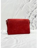 TOD’S DOUBLE T FLAP CROSSBODY BAG IN DEEP RED SUEDE LEATHER