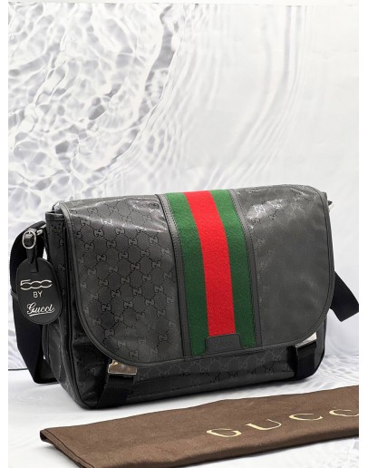 GUCCI GG IMPRIME WEB CROSSBODY BAG IN BLACK 