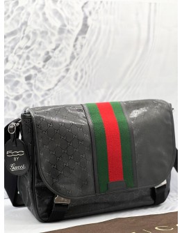 GUCCI GG IMPRIME WEB CROSSBODY BAG IN BLACK 