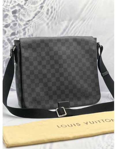 LOUIS VUITTON MESSENGER FLAP CROSSBODY BAG BLACK DAMIER GRAPHITE CANVAS 