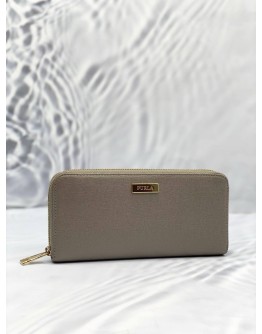 (LIKE NEW) FURLA MAGENTA LEATHER GREY WALLET WITH GOLD HARDWARE