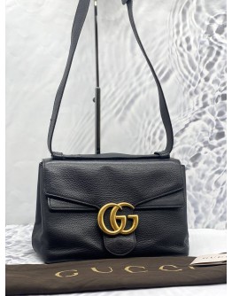(LIKE NEW) GUCCI GG MARMONT MEDIUM IN BLACK CALFSKIN LEATHER 