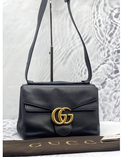 (LIKE NEW) GUCCI GG MARMONT MEDIUM IN BLACK CALFSKIN LEATHER 