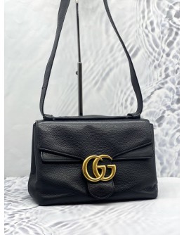 (LIKE NEW) GUCCI GG MARMONT MEDIUM IN BLACK CALFSKIN LEATHER 
