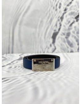PRADA NAVY BLUE/BROWN LEATHER REVERSIBLE BELT SIZE 40