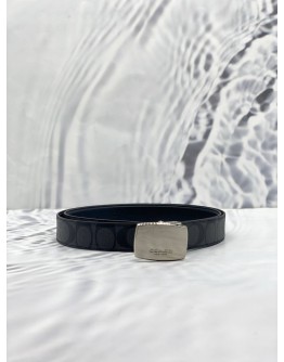 COACH SIGNATURE WITH SILVER BUCKLE CUT TO SIZE REVERSIBLE BELT SIZE 42