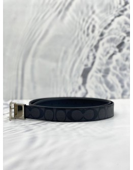 COACH SIGNATURE WITH SILVER BUCKLE CUT TO SIZE REVERSIBLE BELT SIZE 42