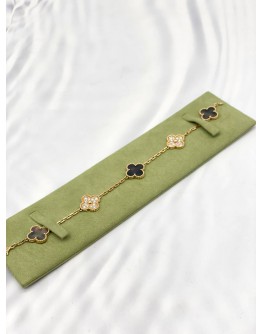 (LIKE NEW) 2021 VCA VAN CLEEF & ARPELS VINTAGE ALHAMBRA BRACELET IN 18K 750 ROSE GOLD DIAMOND MOTHER OF PEARL 