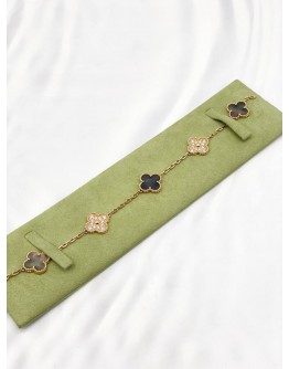 (LIKE NEW) 2021 VCA VAN CLEEF & ARPELS VINTAGE ALHAMBRA BRACELET IN 18K 750 ROSE GOLD DIAMOND MOTHER OF PEARL 