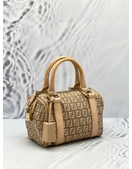 FENDI ZUCCHINO CANVAS BOSTON HANDLE BAG 