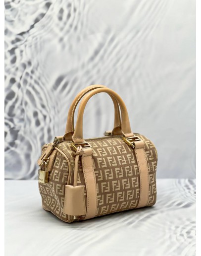 FENDI ZUCCHINO CANVAS BOSTON HANDLE BAG 