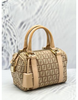 FENDI ZUCCHINO CANVAS BOSTON HANDLE BAG 
