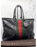 GUCCI IMPRIME MONOGRAM WEB 500 TOTE BLACK BAG 