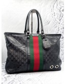 GUCCI IMPRIME MONOGRAM WEB 500 TOTE BLACK BAG 