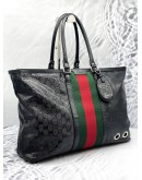 GUCCI IMPRIME MONOGRAM WEB 500 TOTE BLACK BAG 