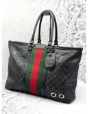 GUCCI IMPRIME MONOGRAM WEB 500 TOTE BLACK BAG 