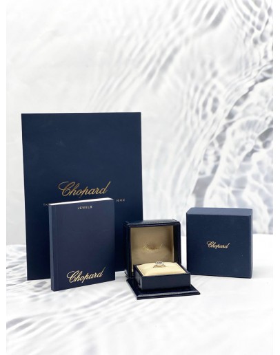 (LIKE NEW) 2022 CHOPARD HAPPY DIAMONDS RING IN 18K 750 WHITE GOLD SIZE 51 -FULL SET-
