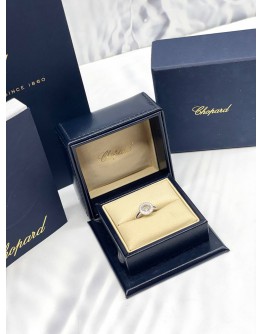 (LIKE NEW) 2022 CHOPARD HAPPY DIAMONDS RING IN 18K 750 WHITE GOLD SIZE 51 -FULL SET-