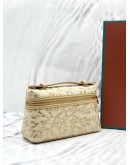 (UNUSED)LORO PIANA EXTRA POCKET L19 POUCH IN SILK JACQUARD WITH STRAP -FULL SET-