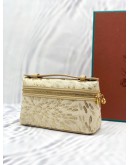 (UNUSED)LORO PIANA EXTRA POCKET L19 POUCH IN SILK JACQUARD WITH STRAP -FULL SET-