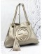 GUCCI GG SOHO PEBBLED LEATHER METALLIC SHOULDER BAG