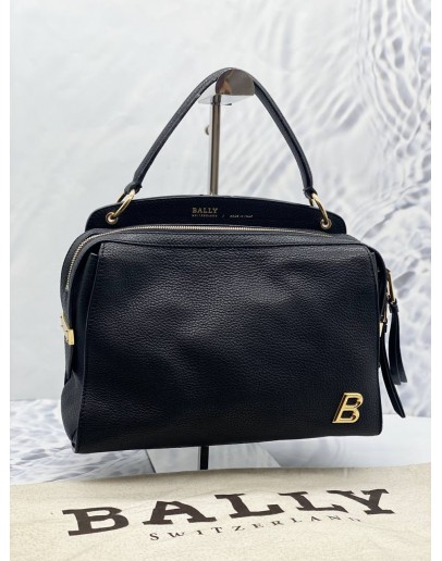 BALLY SIGNATURE B LOGO TWO WAY HANDBAG IN BLACK LEATHER