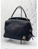 BALLY SIGNATURE B LOGO TWO WAY HANDBAG IN BLACK LEATHER
