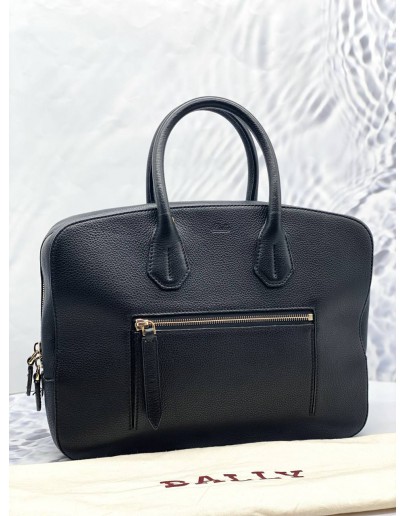 (LIKE NEW) BALLY SOMET SHOULDER HANDBAG GENUINE LEATHER BLACK 2WAY SLIM 