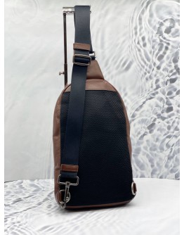 (LIKE NEW) COACH CHARLES VARSITY LEATHER PACK SLING IN DARK SADDLE 