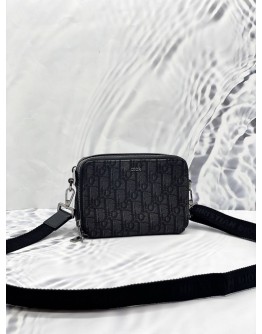 (LIKE NEW) CHRISTIAN DIOR WALLET WITH STRAP OBLIQUE JACQUARD BLACK 