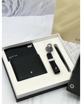 (BRAND NEW) MONT BLANC GIFT SET- WALLET, KEY CHAIN & PEN 