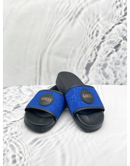 (LIKE NEW) GUCCI OFF THE GRID SLIDE GG BLUE BLACK MEN'S SANDAL 
