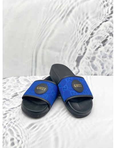 (LIKE NEW) GUCCI OFF THE GRID SLIDE GG BLUE BLACK MEN'S SANDAL 