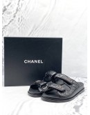 (LIKE NEW) CHANEL BLACK GATE NO5 BACKLESS CC LOGO SLIDE DAD SANDALS SIZE 38