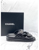 (LIKE NEW) CHANEL BLACK GATE NO5 BACKLESS CC LOGO SLIDE DAD SANDALS SIZE 38