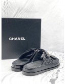 (LIKE NEW) CHANEL BLACK GATE NO5 BACKLESS CC LOGO SLIDE DAD SANDALS SIZE 38