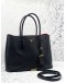 PRADA IN BLACK SAFFIANO LEATHER CUIR TWIN TOTE BAG WITH STRAP