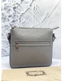 (UNUSED) GUCCI GREY EMBOSSED LEATHER MESSENGER SMALL BAG